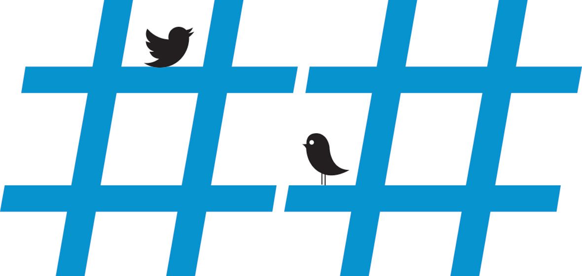 blue hashtags with small birds