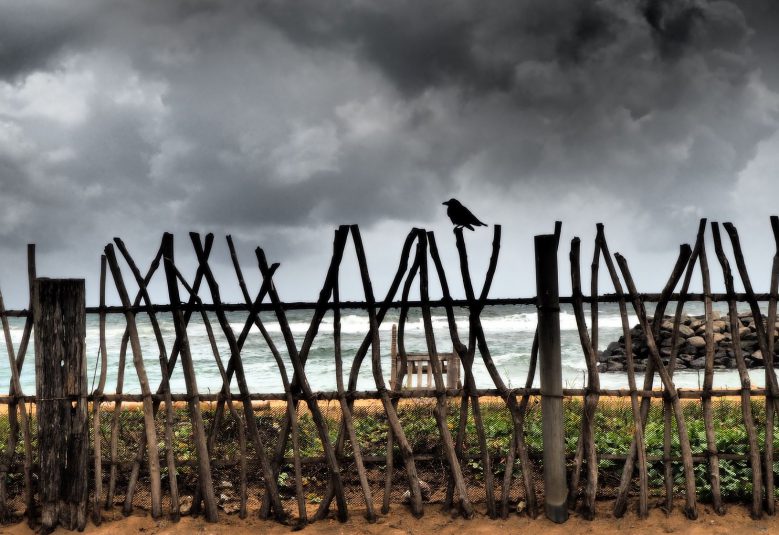 Storm clouds over a beach