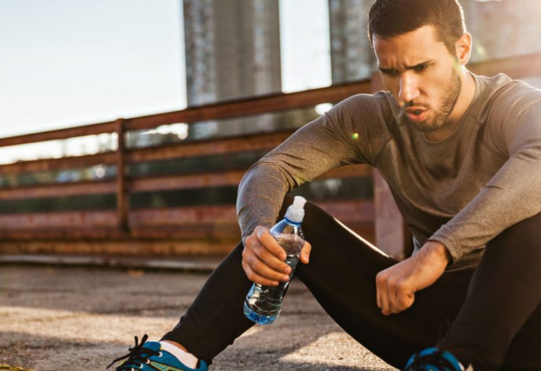 man sitting after run