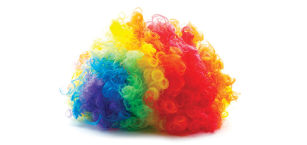 Rainbow clown wig