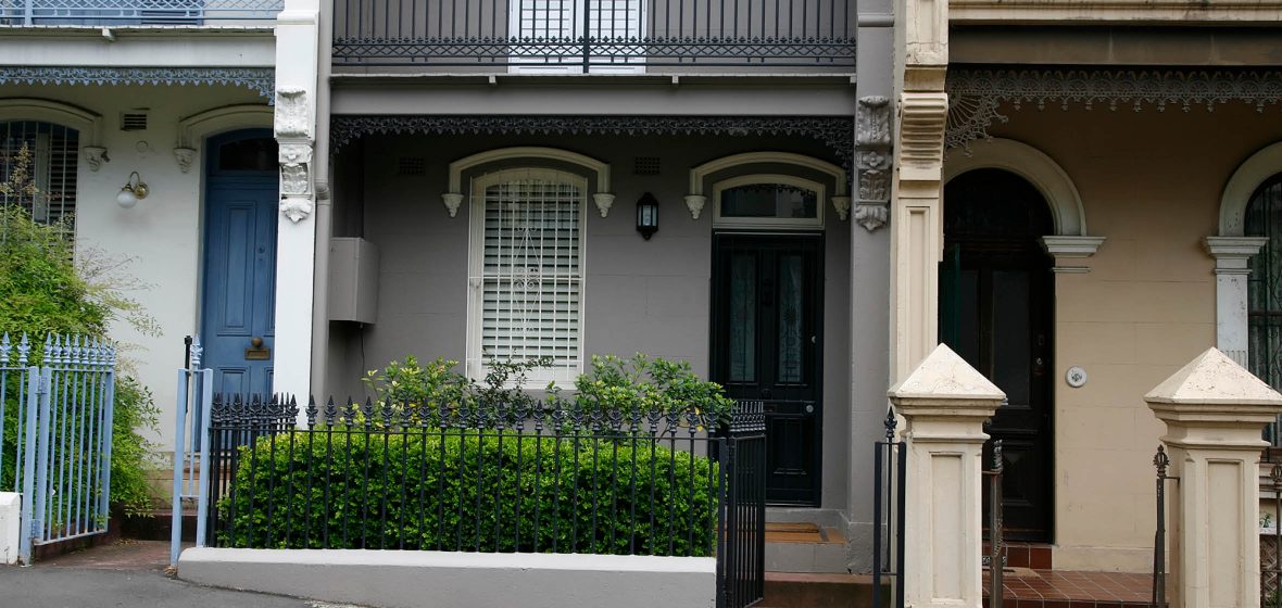 Exterior view of row of terrace houses