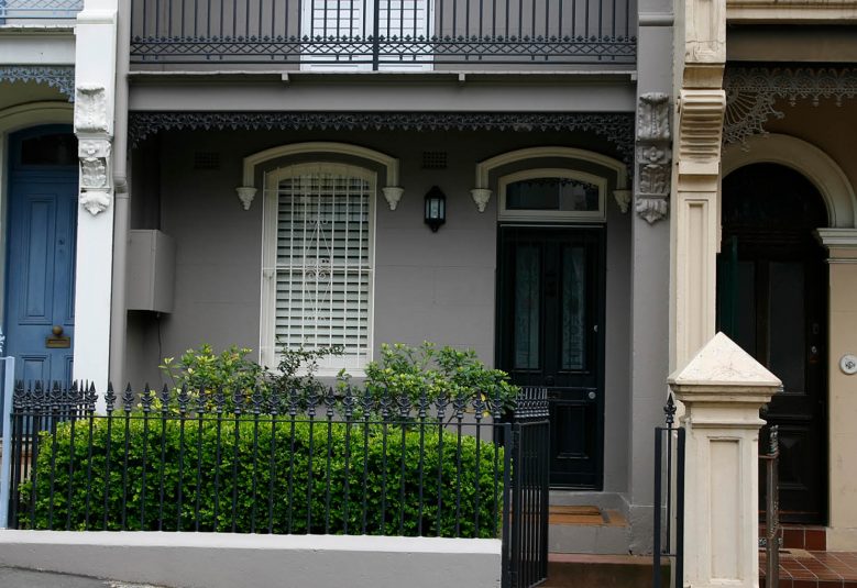 Exterior view of row of terrace houses