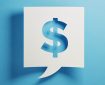 Blue dollar sign on a white background