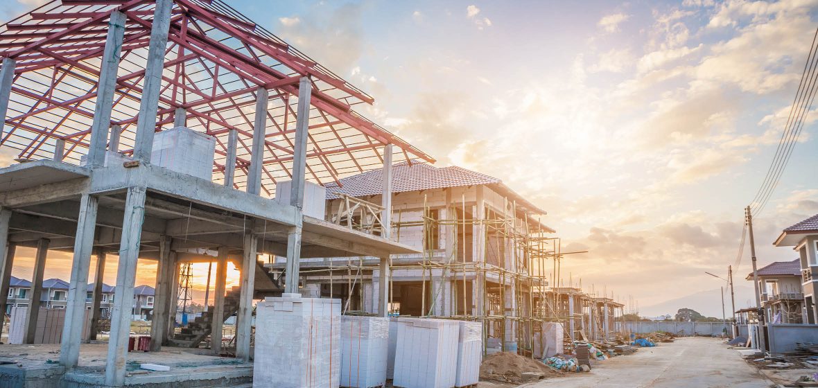 Two-storey houses under construction