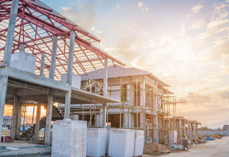 Two-storey houses under construction