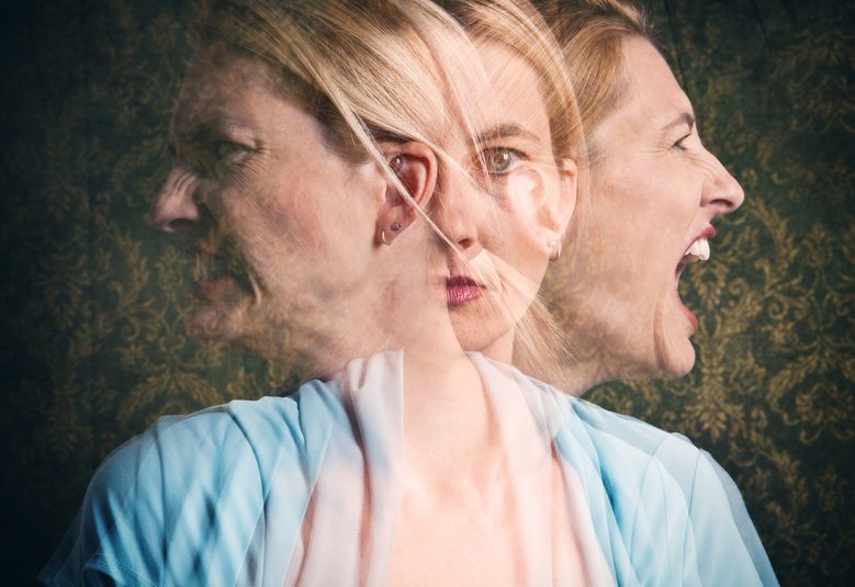 A multi-exposure of an emotional woman.