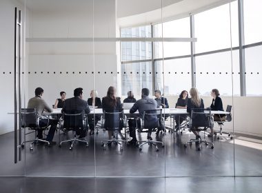 Colleagues at business meeting in conference room