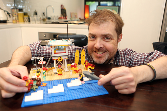 Damien MacRae with the #SunSmart lego set