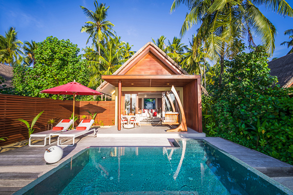 Pool at hotel in the Maldives