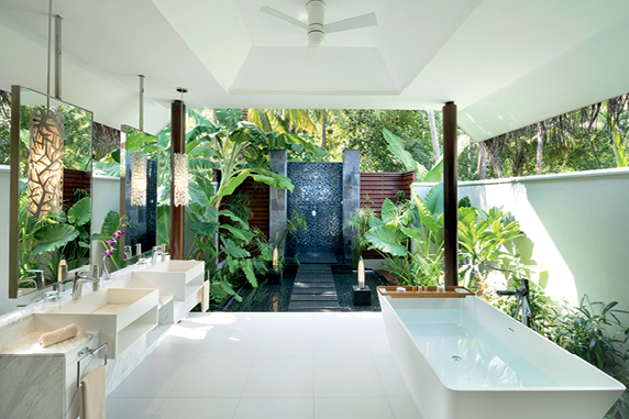 Interior of bathroom in hotel in the Maldives
