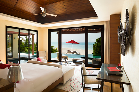 Interior of hotel room in the Maldives