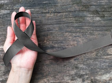 Black Ribbon symbolising mourning for the death loss of victims and terror attack