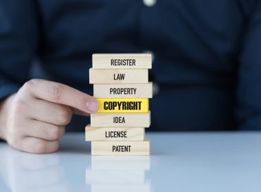 Stacking blocks with copyright written on them