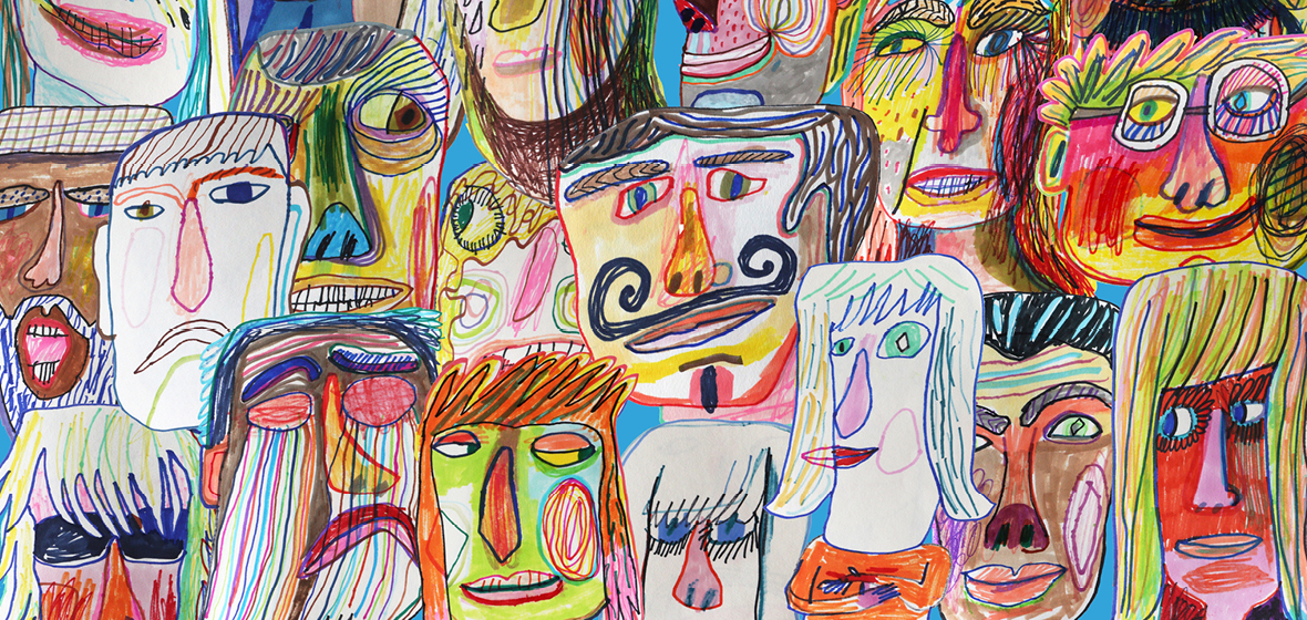 Colourful and bright people crowd