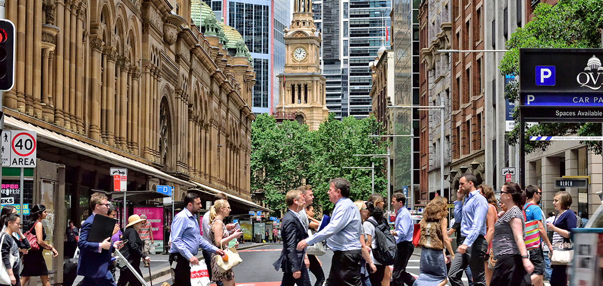 pedestrian crossing in Sydney CBD