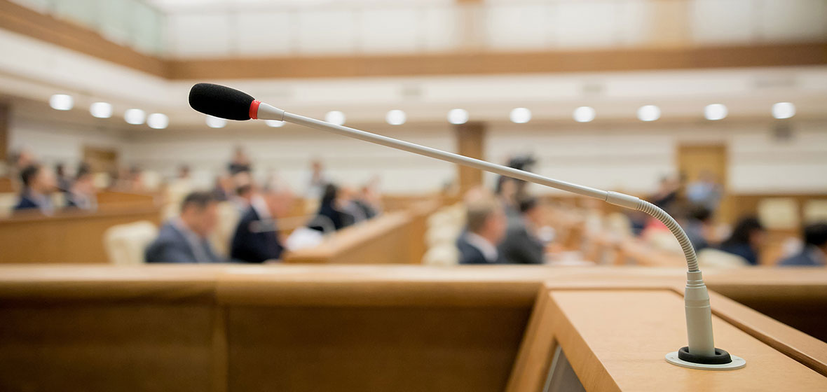 Close up of lectern microphone