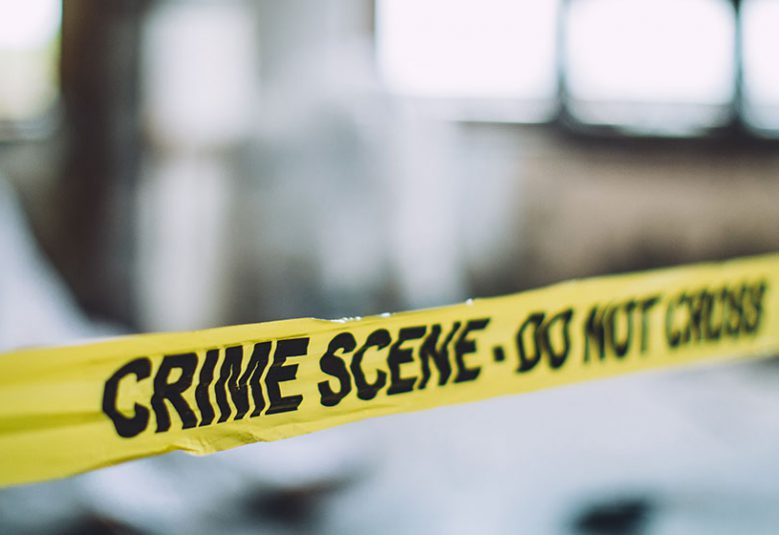 Crime scene blocked off with tape