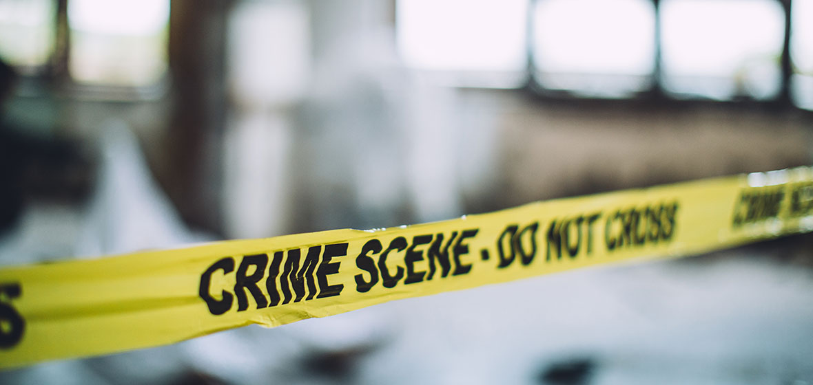 Crime scene blocked off with tape