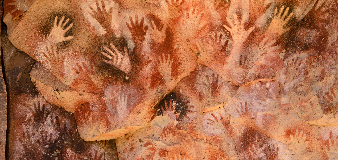 Rock painting of hand prints