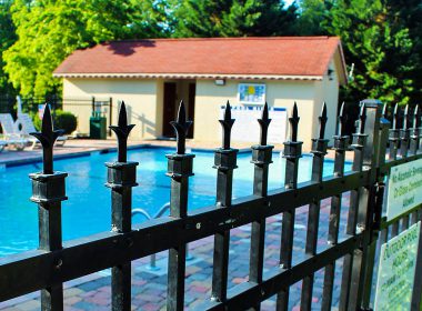 Close up of fence around a swimming pool