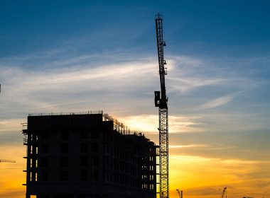 Cranes at a construction site.