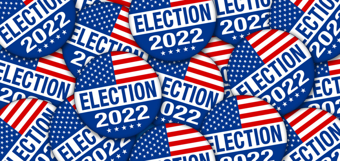 photo of election badges to illustrate US midterms