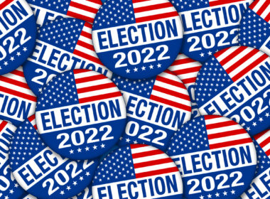 photo of election badges to illustrate US midterms