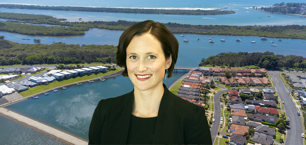 photo of Cicely Sylow with Port Macquarie in the background