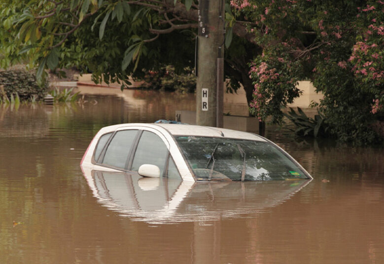 photo showing submerged car during Brisbane flood